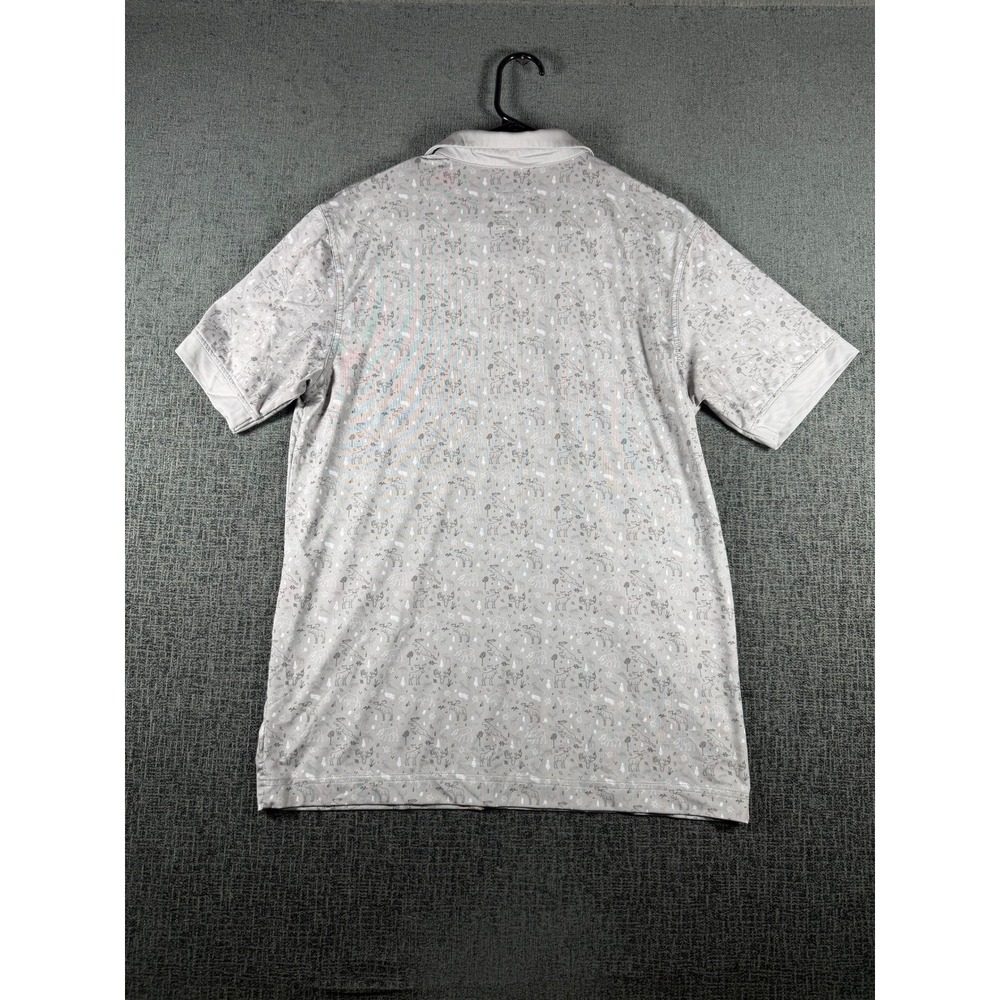 Waggle Mens Golf Polo Shirt Gray Moose Nature Print Performance Stretch Size M - Picture 7 of 11